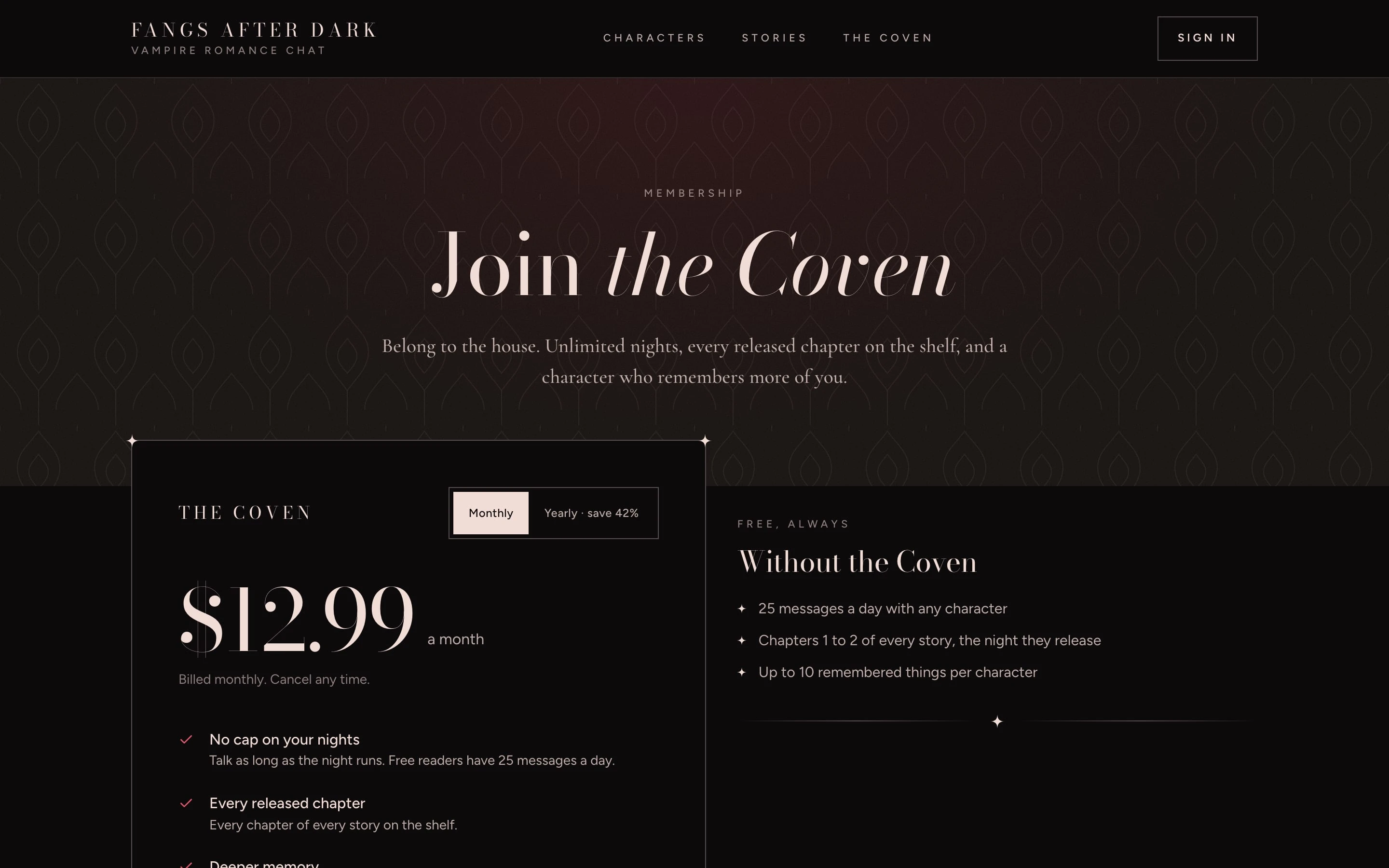 Join the Coven: $12.99 a month