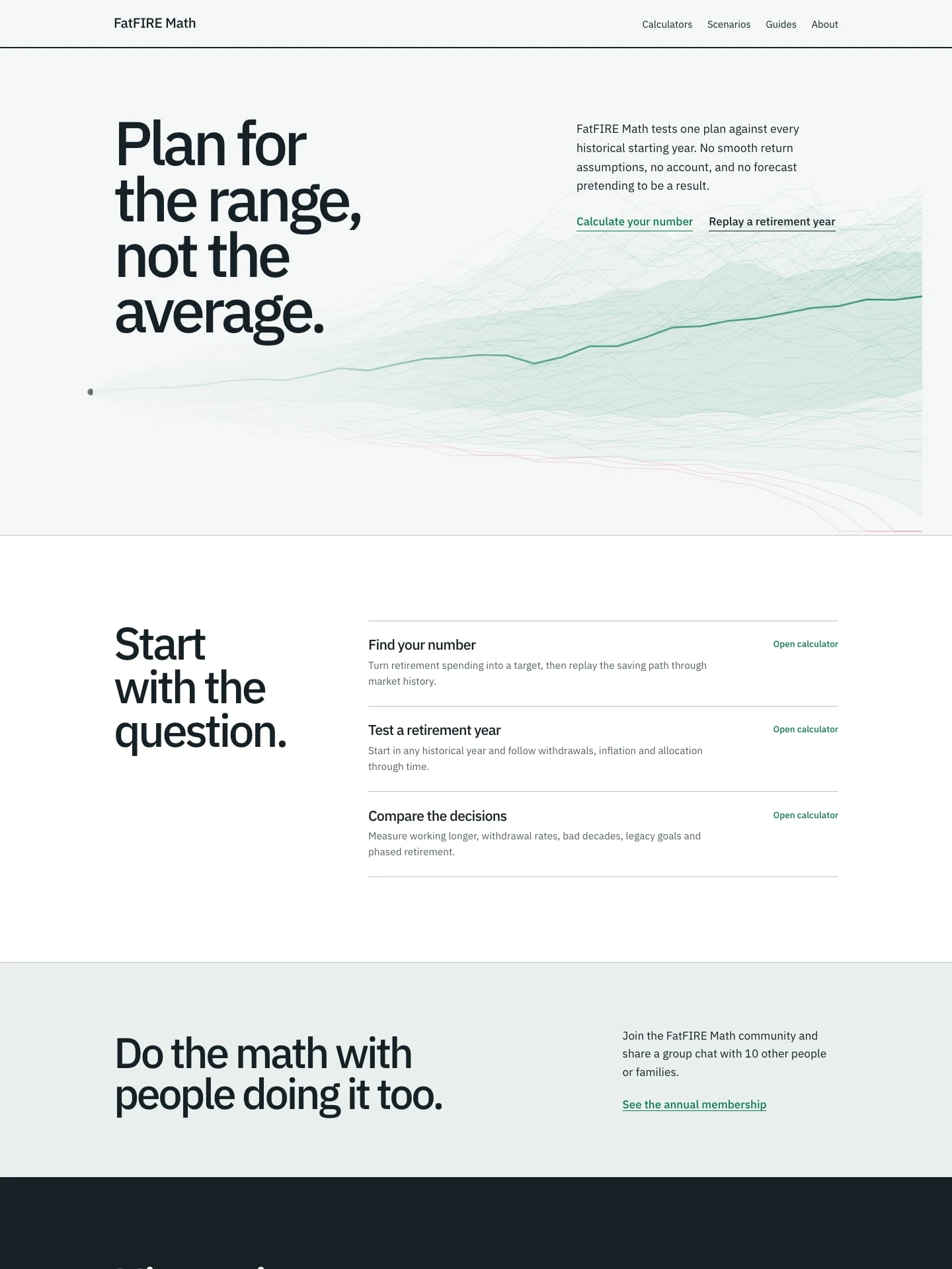 The top of the FatFIRE Math home page