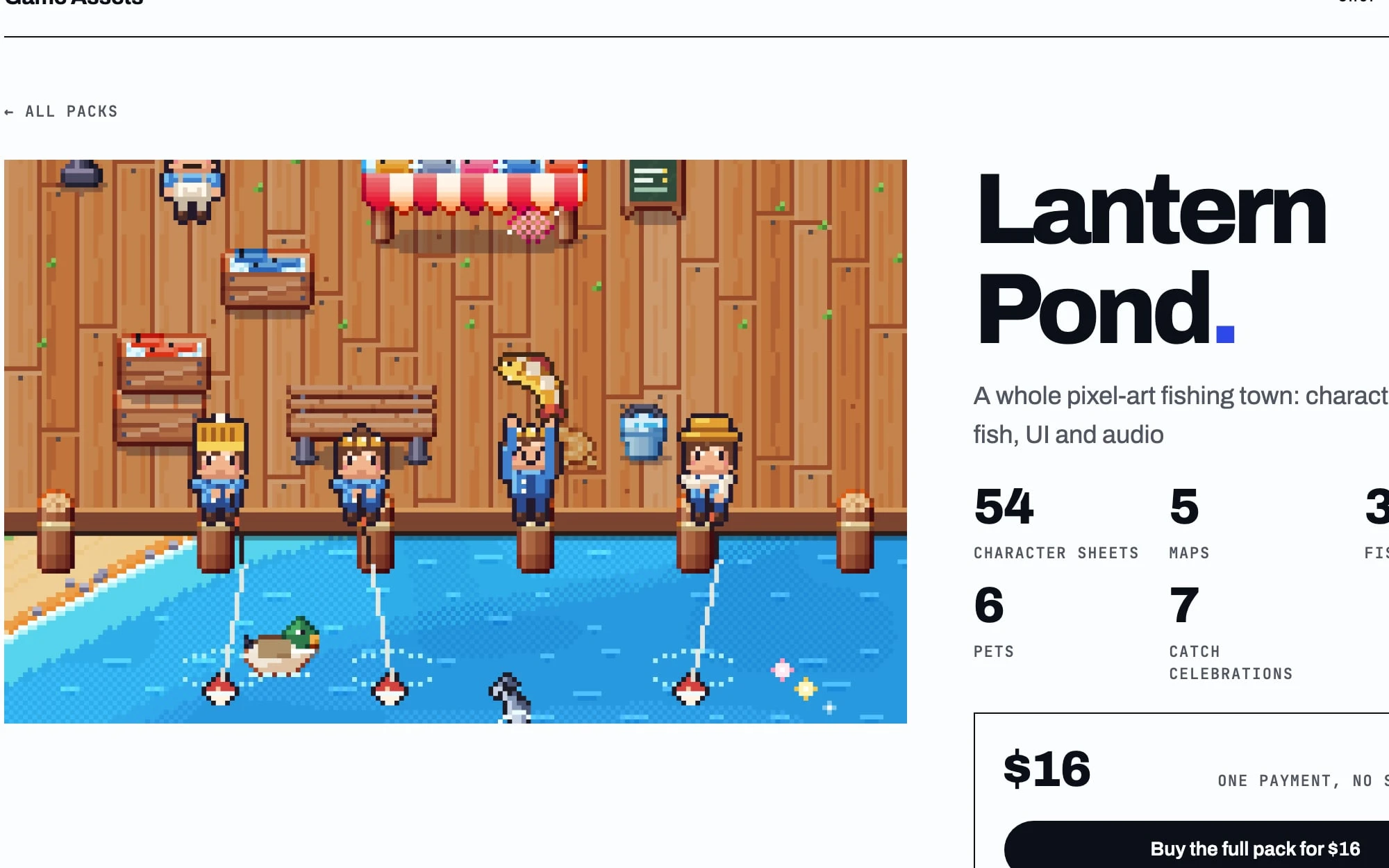 A pack page: Lantern Pond at $16 with Buy and Download free sample