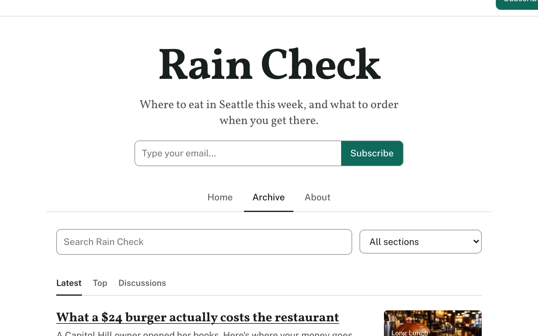 The archive: search, sections and the latest posts